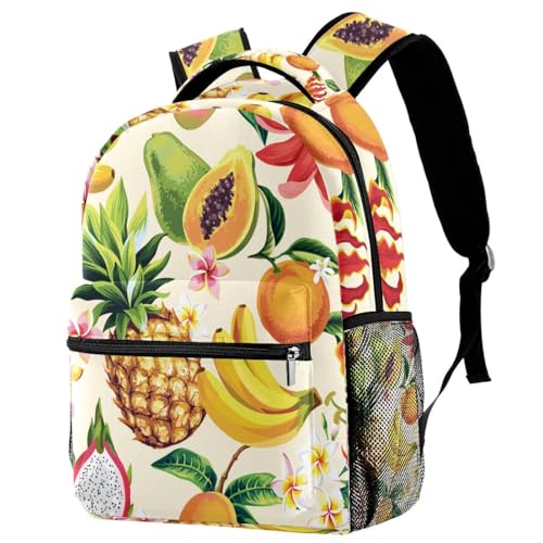 Sac d'école papaye et ananas multicolore avec bretelles rembourrées
