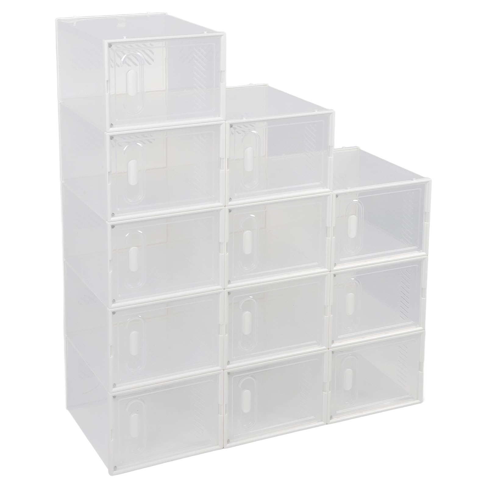 Scatole per scarpe trasparenti impilabili, organizer per scarpe multistrato, vetrina per scarpe in plastica trasparente con design staccabile, soluzione salvaspazio per armadio,