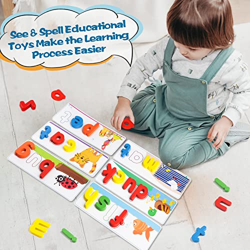 Learning Educational Toys for 2 3 4 5 6 Years Old Boys Girls, See & Spell Matching Letter Game with Alphabet Cards for Kids, Preschool CVC Word Builders Toy, Christmas Birthday Gifts for Age 2-4 4-6 - Image 5
