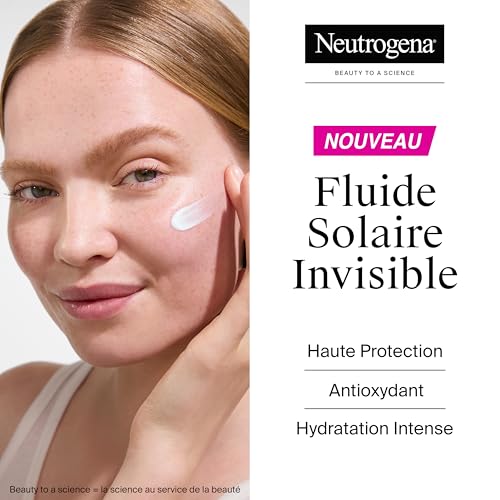 Neutrogena – Fluide Solaire Invisible Ultra Sheer Hydratation SPF 50 UVB + UVA (50 ml) – Crème solaire visage antioxydante avec vitamine C – Sec au toucher et absorption rapide, hydratation 24h