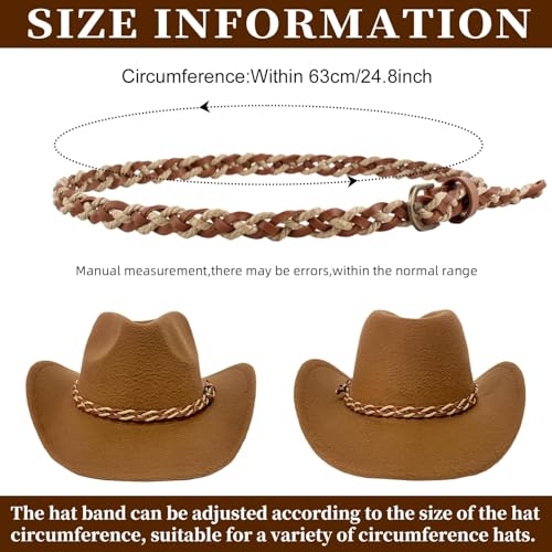 Image of Cowboy Hat Bands for Men Women, Leather Hatbands Belt for Cowboy /Western /Fedora /Cowgirl Hats