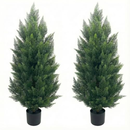 DTapllex 2-Pack 3ft Artificial Cedar Trees for Outdoors - Faux