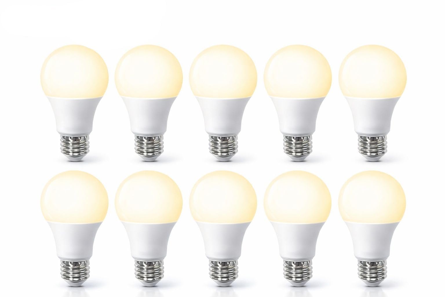 10 Pack A60 LED Light Bulbs 12W, 100W Equivalent, E27 Base, Non-Dimmable, Warm White 3000K, CRI 90+, Bright LED Bulbs for Home, Office, Bedroom & Kitchen, 220–240V