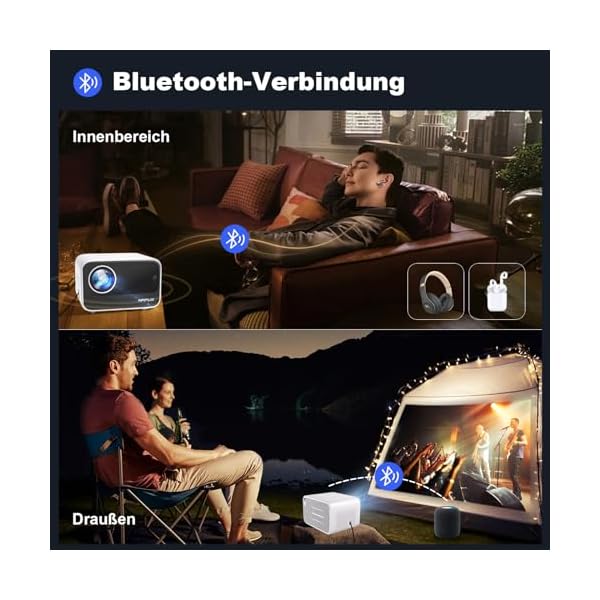 【Elektrischer Fokus/Trapezkorrektur】 Hipppus Smart Beamer Heimkino 4K Mini Android Projektor 1080P Full HD WiFi 6 Bluetooth Video Minibeamer Handy kompatibel mit Smartphone/Fire Stick – Bild 7