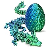 Zobetro 3D Printed Dragon Easter Basket Stuffers Surprise Egg,Articulated Crystal Dragon in Egg,Executive Dragon Fidget Desk Toys,Christmas Decorative Easter Egg Fillers Gifts for Boys Kids (Green)
