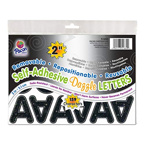 Letras Pacon de 5,08 cm amarillo Black Dazzle para decorar aulas interactivas y eventos festivos