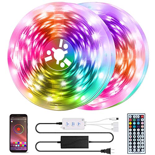 QZYL 50 Feet Led Strip Lights Home,Led Lights for Bedroom,Music Sync Color Changing Flexible Timing Rope Lights,44 Key Remote App Control RGB Tape Light DIY Colors Luces for Bedroom Party Decoration