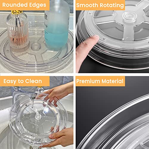 Image of vacane Clear Lazy Susan Organizer, Non-Skid 13 inch Plastic Lazy Susan Turntable for Cabinet Rotating Pantry Lazy Susan Cabinet Organizer, Storage Containers for Kitchen, Refrigerator Countertop, Bathroom