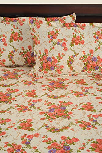 Image of Swayam Pure Cotton King Bedsheet with 2 Pillow Covers | 160 TC Soft Breathable Bed Sheet | Floral Printed | Size 108 x 108 inch | Comfortable & Durable for Bedroom - Yellow