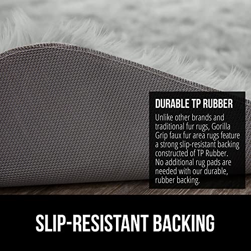 Gorilla Grip Fluffy Faux Fur Area Rug, Rubber Backing, Machine Washable Soft Furry Rugs For Living Room, Bedroom, Baby Nursery Decor, Durable Fuzzy Throw Carpet For Dorm Floor, 2X3, Light Gray #TOP4