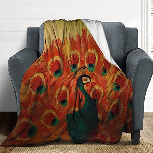 Couverture de lit paon de qualité supérieure en peluche douce