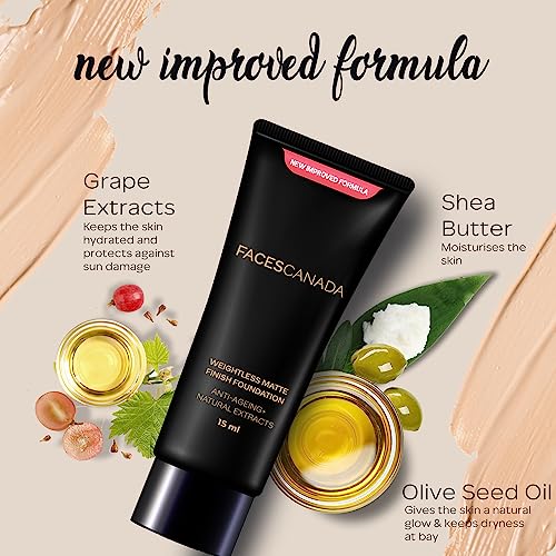 FACESCANADA Weightless Matte Finish Foundation - Ivory, 15ml | Lightweight | Natural Finish | Anti-Ageing | Non-Clog Pores | Enriched With Olive Seed Oil, Grape Extract, Shea... - Image 5