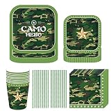 Camo Plates and Napkins Party Supplies, Camo Birthday Party Supplies Include Army Party Plates and C