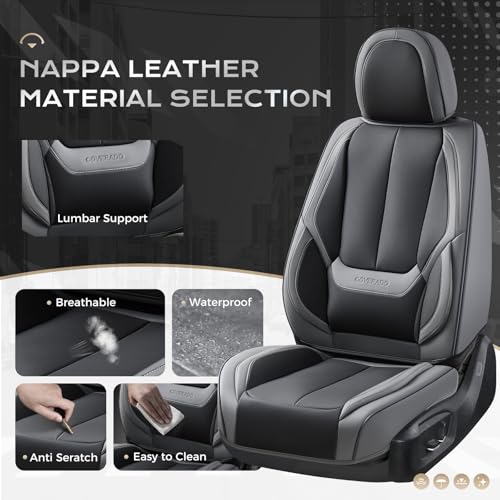 Image of Coverado Seat Covers, Car Seat Covers Front Seats, Car Seat Cover, Car Seat Protector Waterproof, Car Seat Cushion Nappa Leather, Seat Covers Carseat Cover Universal Fit for Most Cars