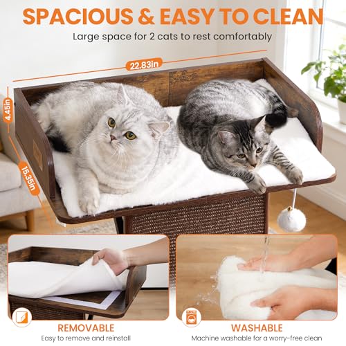 Modern Wood Cat Tree Tower for Indoor Large Adult Cats with Big Perch Bed by Feliskyn - Used condition - US$48.99