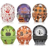 600 Pcs Halloween Cupcake Liners,Ghost Pumpkin Baking Cups for Halloween Party Candy Cake Decorations