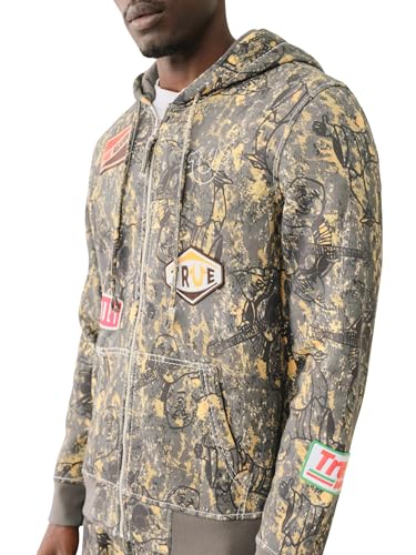True Religion Men's Patch Buddha Camo Big-T Zip Hoodie - Buddha Camo | Full Zip Sweatshirt3