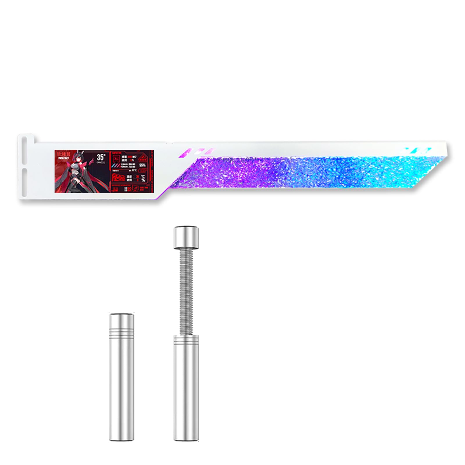 Supporto GPU RGB, Supporto GPU RGB, Riproduzione Video Dinamica, Schermo Secondario da 3,2 Pollici a Temperatura Controllata, Supporto GPU per PC, Decorazione Sala Giochi White 120mm