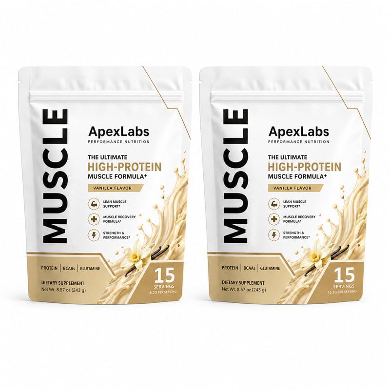 Apex Labs Protein Powder for Men Post-Exercise Recovery Vanilla Gluten-Free and Vegan 15 Servings