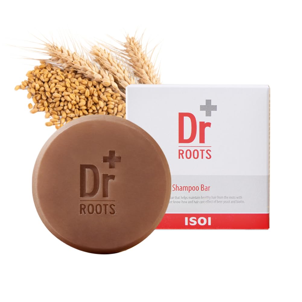 ISOI Dr. Roots Beer-Tin Solid Shampoo Bar, Nourishing & Strengthening Natural Hair Soap Bar Shampoo, with Beer Yeast & Biotin, Plastic-Free Clean Beauty, Korean Hair Care (3.52 oz, 100g)