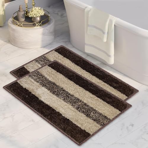 Image of CANWAY 1100 GSM Rectangular 2 Pieces|50 x 35 cm| Anti-Skid Microfiber Bathroom Door Mat, Water Absorbent Floor Mat|Brown