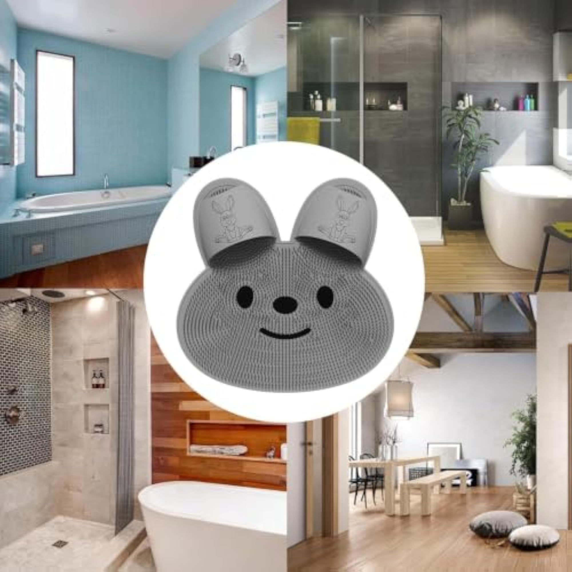 Rabbit Shape Silicone Foot Cleaning Mat with Suction Cups, Fun Design