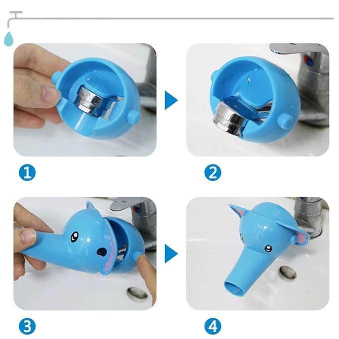 GETZET Water Tap Holder Faucet Extender, Elephant Water Extension Sink Tap Holder Faucet, Water Saving Sink Bathroom Accessory For Kitchen, Bathroom, Wash Basin - Plastic. (Multicolor) 3