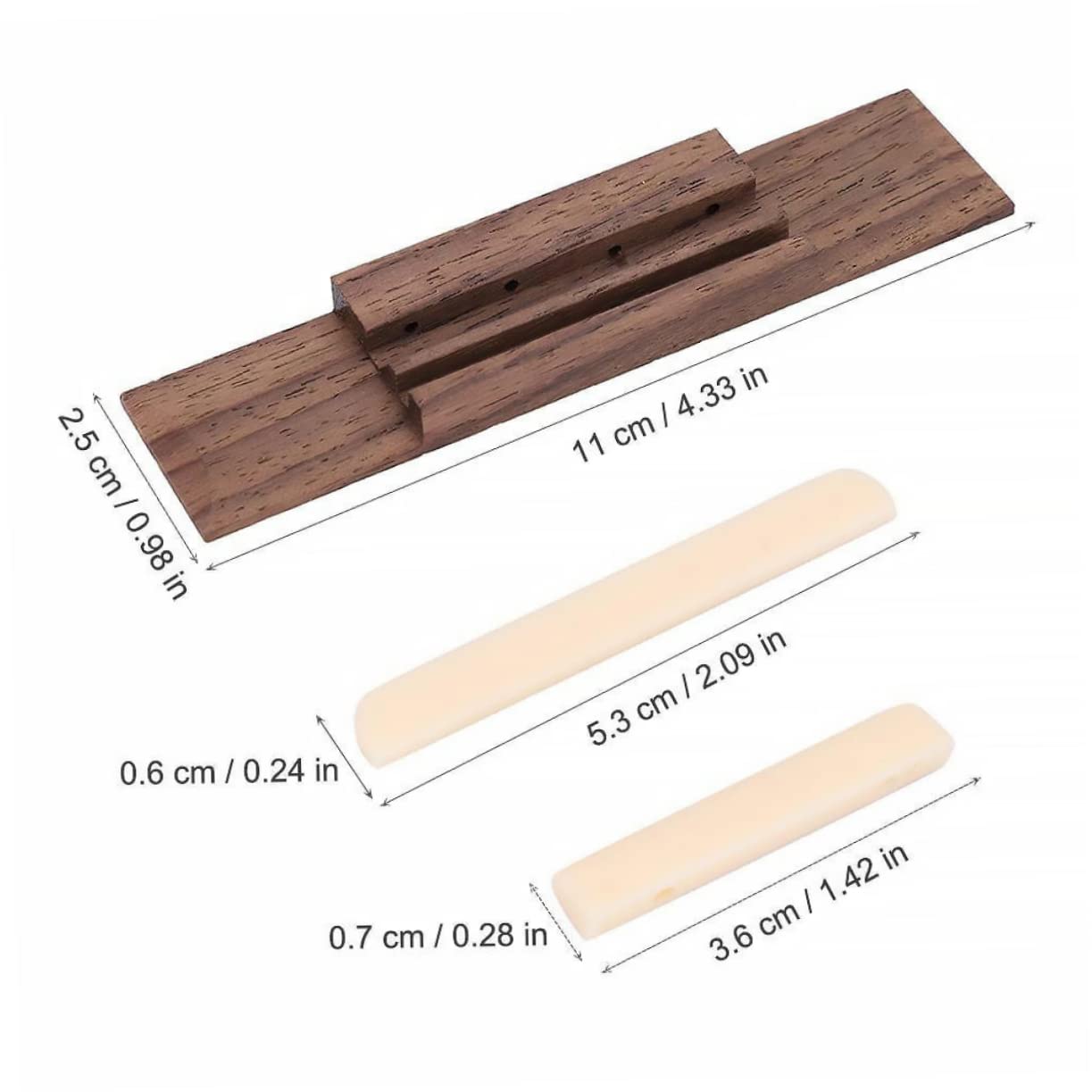 Abaodam 1 Set Rosewood Ukulele Bridge with Saddle Professional Replacement Parts for String Instruments Enhances Tone for Ukulele Players