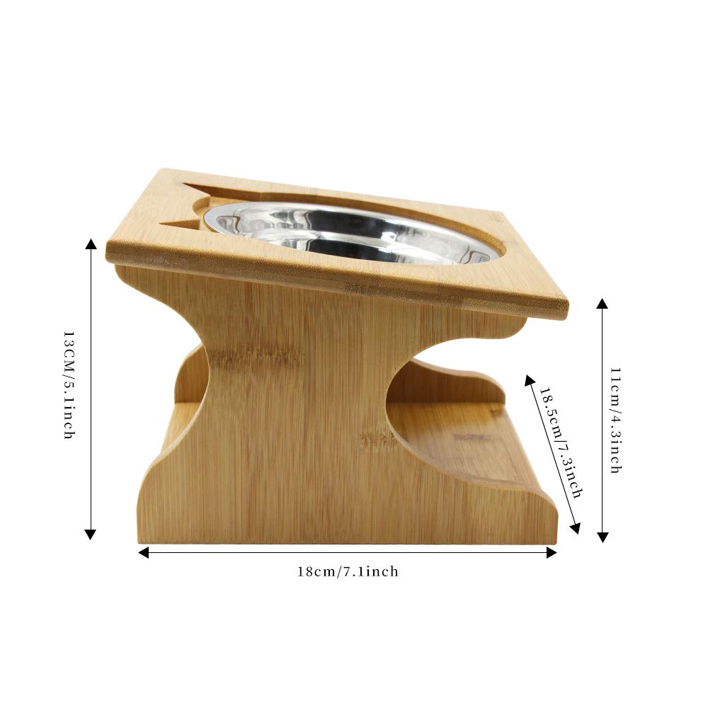 Ciotole per Gatti Cani Rialzate Ciotole Gatto Cane in Ceramica/Acciaio Inossidabile con Supporto in Legno