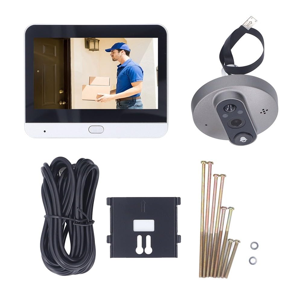 Cámara de mirilla 1080P HD 10.9 cm Visual Visor de puerta con detección de movimiento PIR, timbre inteligente inalámbrico de audio bidireccional para seguridad del hogar, compatible con
