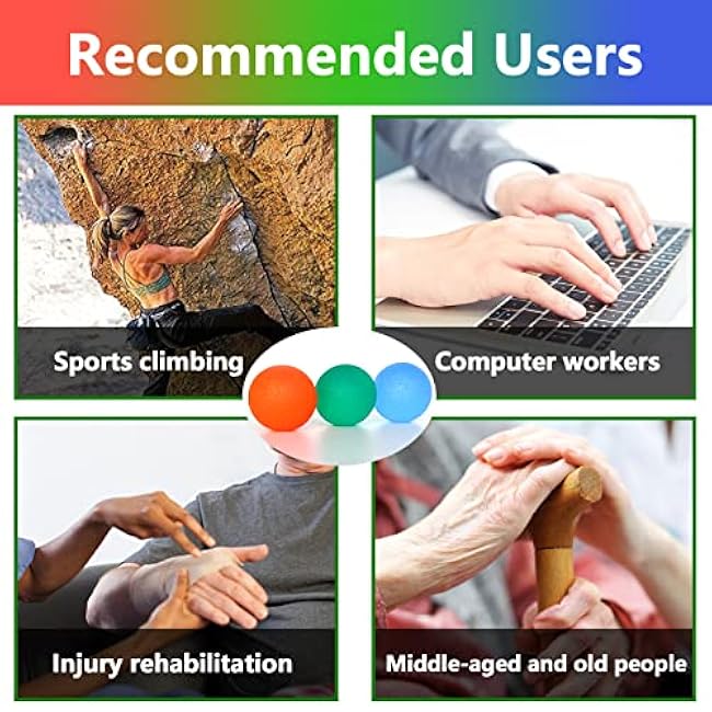 Str§Öss Relief Balls 1.97 In Squeeze Exercise Stress Balls, 3 Gel Hand Balls for Arthritis Hand, Finger, Grip Strengthening and Stress Relief (Round)