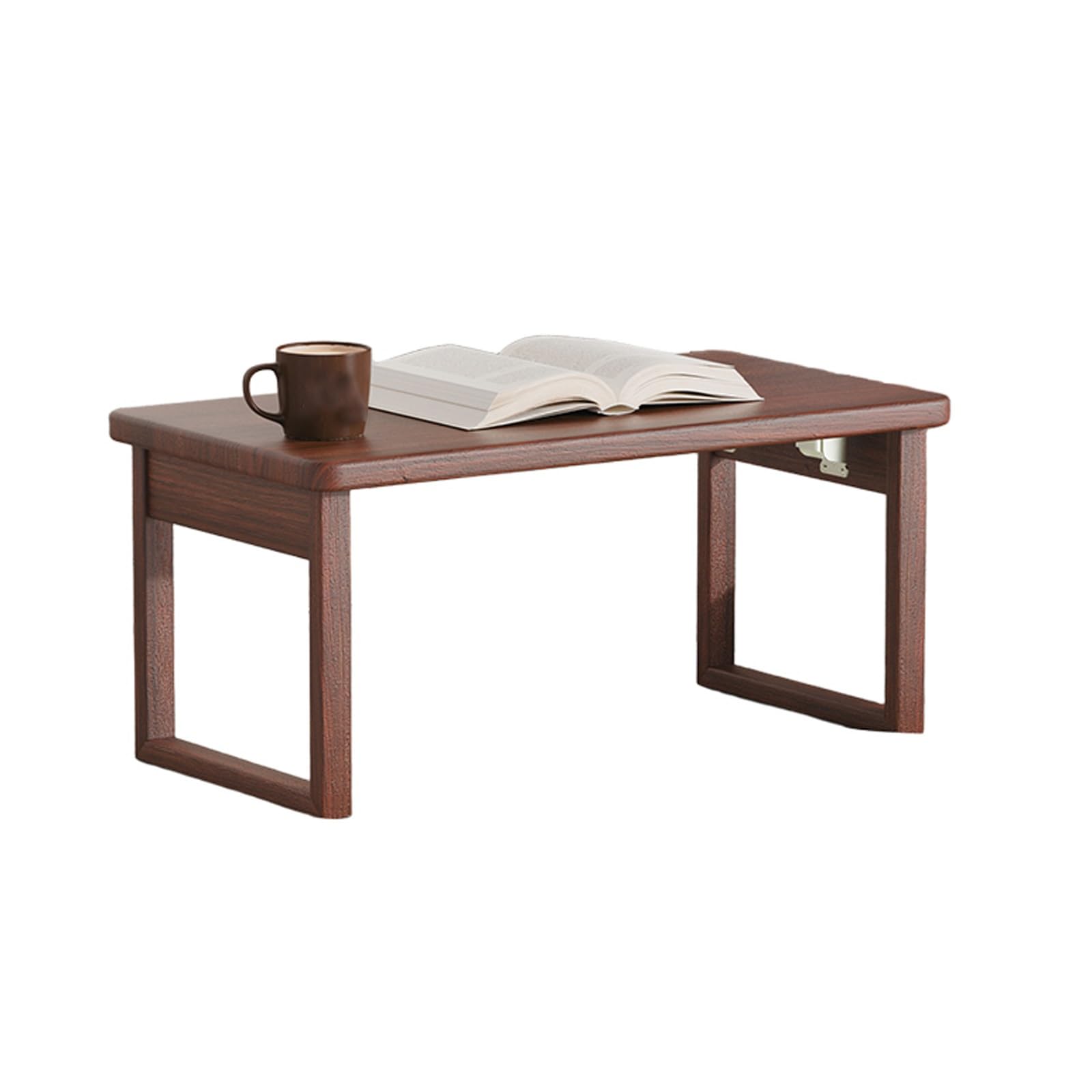 Japanese Walnut Folding Coffee Table - Low Dining Table for Floor Seating Compact Sofa Side Table for Living Room Tea Room Dining Room (31.5x19.7x17.7in)