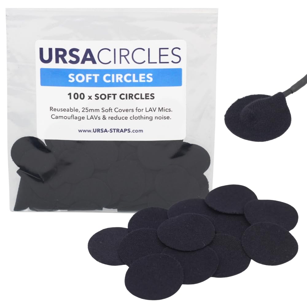 URSA Soft Circles Mic Tape: Reusable Lav Mic Tape Soft Covers | Wind Shield and Camouflage for Lavalier Mics | 100x Soft Lavalier Tape Circles | Microphone Tape Black
