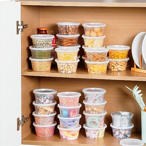 AOZITA 32 Sets 16 oz Plastic Deli Food Containers With Lids, Airtight Food Storage Containers, Freezer/Dishwasher/Microwave Safe, Soup Containers For Takeout Meal Prep Storage - Thumbnail 7