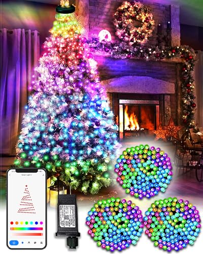 DOTWAYAW Smart Lichterkette 60M 600 LED Weihnachtsbaum - App-gesteuerte Lichter für Weihnachten mit 16 Millionen RGB Farben LED-Lichtern (60M 600 LEDs Smart)