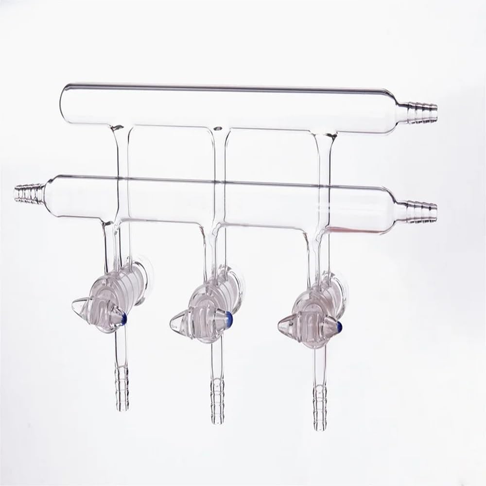Vakuum-Gasverteiler mit doppelreihigen Rohren, Hohlstopfen, VERTEILER, VAKUUM/INERTGAS, GANZGLAS, Borosilikat(M431003)
