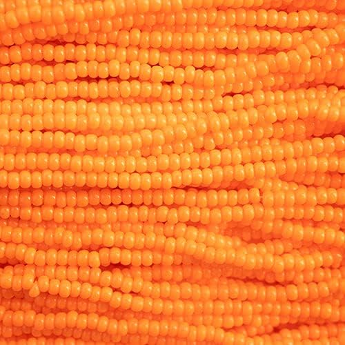 Czech Glass Seed Beads 13/0 (1.7mm Diameter) Opaque Orange Strung DIY Jewelry Making Beads - 500g Bulk Bag by Preciosa (Jablonex)