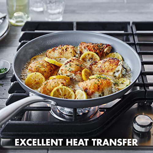 Image of GreenPan Lima Hard Anodized 10 inch Frying Pan Skillet, Wood Spatula, Ceramic Nonstick, PFAS-Free Nontoxic Pots and Pans, Oven & Broiler Safe, Stainless Steel Handle, Cookware for Eggs & Omelet, Gray