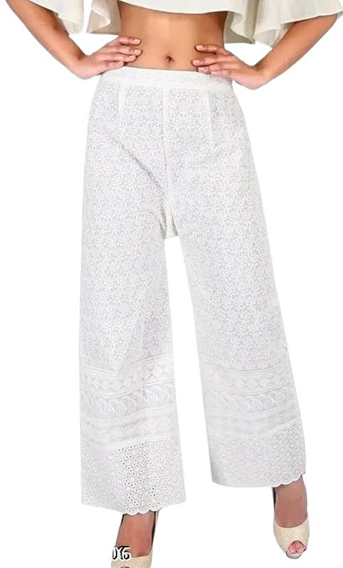 Chikankary ElasticatedWaist Ethnic Palazzo Pants for Women's-picture-44