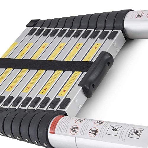 Image of Bigapple Aluminium Folding Step Ladder Portable and Compact 10-Step Telescopic 2.9m Foladable for Household and Outdoor Purpose, Multicolor, 150Kg Loading