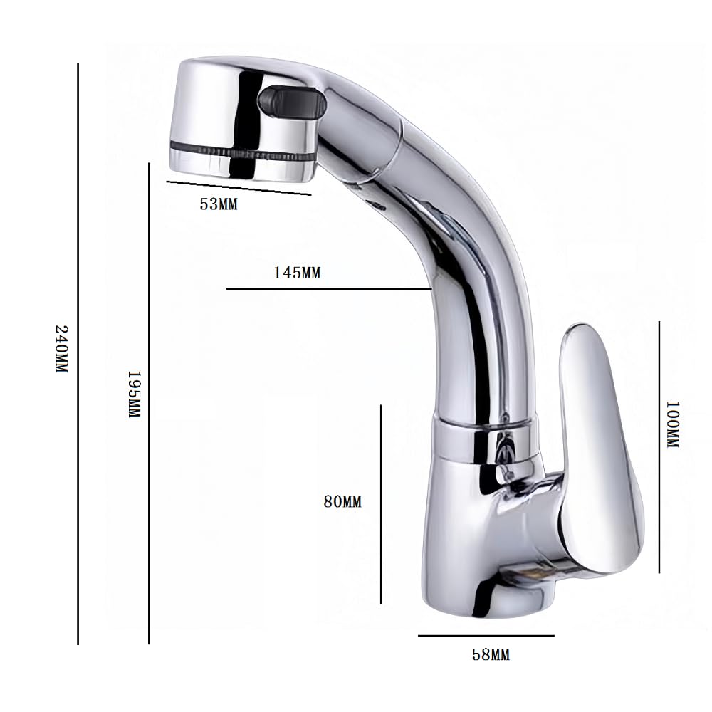 Ausziehbares Waschbecken, Warm- und Kaltwasser, Badezimmer, Mundspülung, drehbarer Teleskop-Wasserhahn (d)