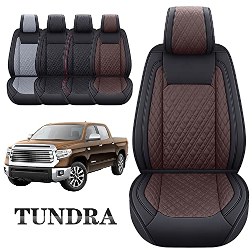 Image of Aierxuan Front Toyota Tundra Seat Covers Waterproof Leather (Black-Brown)