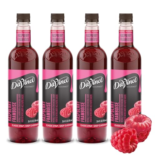 Image of DaVinci Gourmet Classic Raspberry Syrup, Keto-friendly, 25.4 Fluid Ounces (Pack of 4)