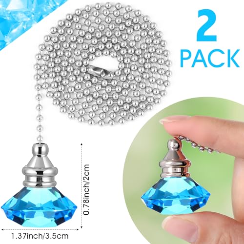 Image of Jovitec 2 Pcs Ceiling Fan Light Pull Chain, Blue Color