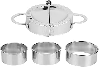 304 Stainless Steel Manual Dumpling Maker Set, Easy Use Dumpling Dough Presser & Mold Kit with 3 Round Sizes, Food Grade Kitchen Tool for Dumplings, Wontons, Pies & Egg Rolls