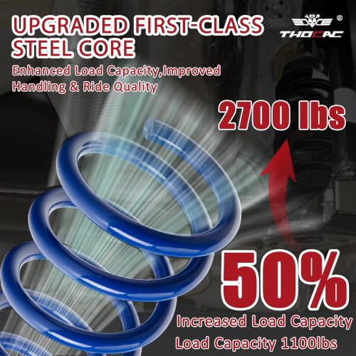Image of Rear Heavy Duty Coil Springs for Ram 1500 2009-2018 2wd 4wd, 50% Extra Load Capacity (1100 lbs), Maintains Factory Ride Height, For Truck Towing,Blue