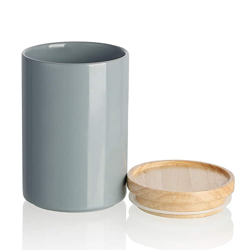 Grey Ceramic Canisters for Tea Coffee Sugar Simple Design