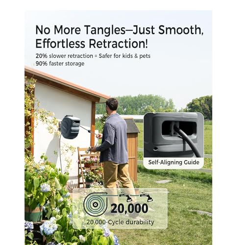 image for GLAHODEN Retractable Garden Hose Reel 1/2 in x 65 ft, 2025 Upgraded Du