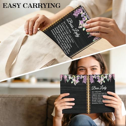 Carnet de notes fleurs violettes Boss Lady pour organiser vos réunions et projets