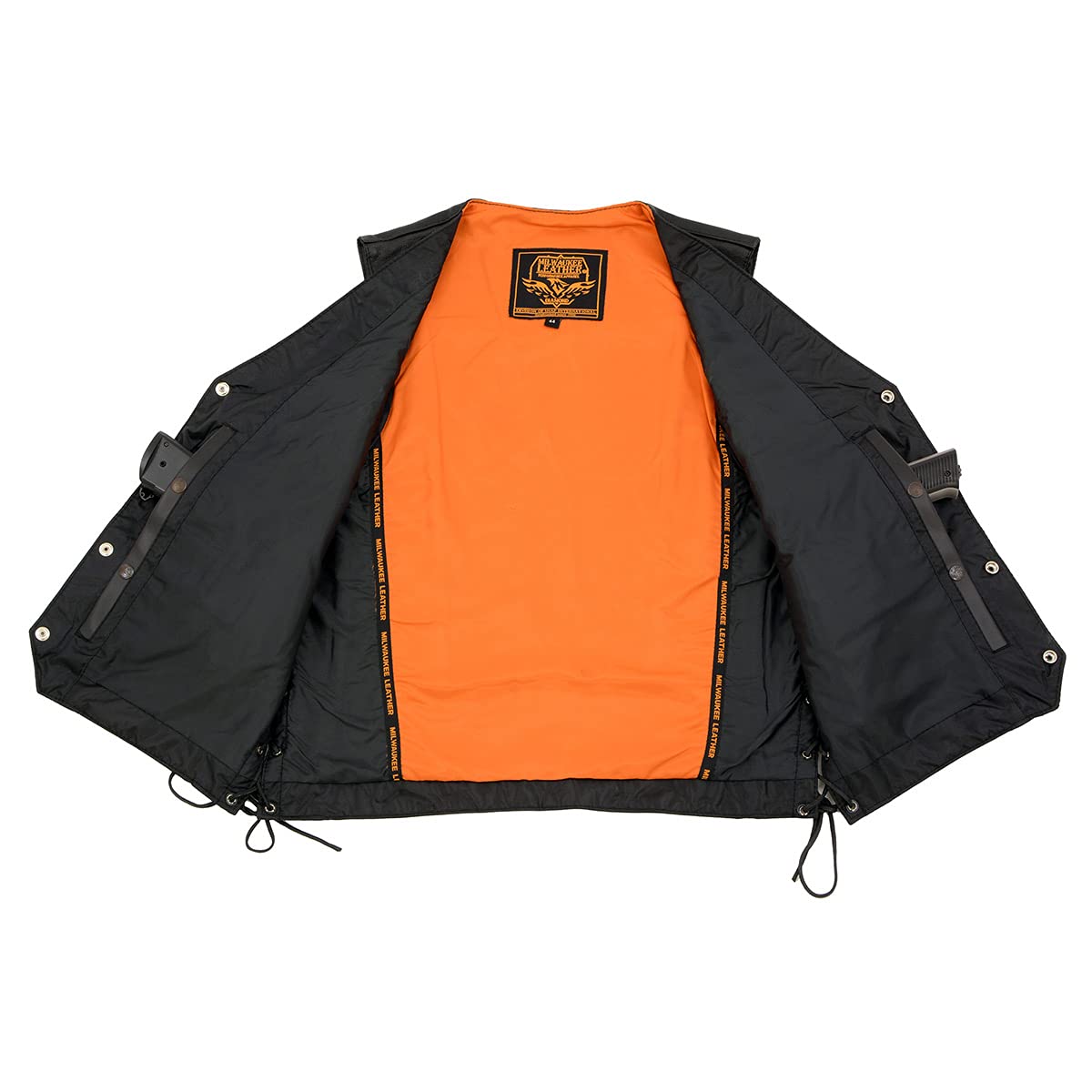 Milwaukee - Gilet da uomo in pelle intrecciata laterale Nero Size 50
